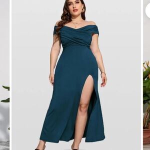 Ruched Crisscross Slit Mermaid Maxi Dress